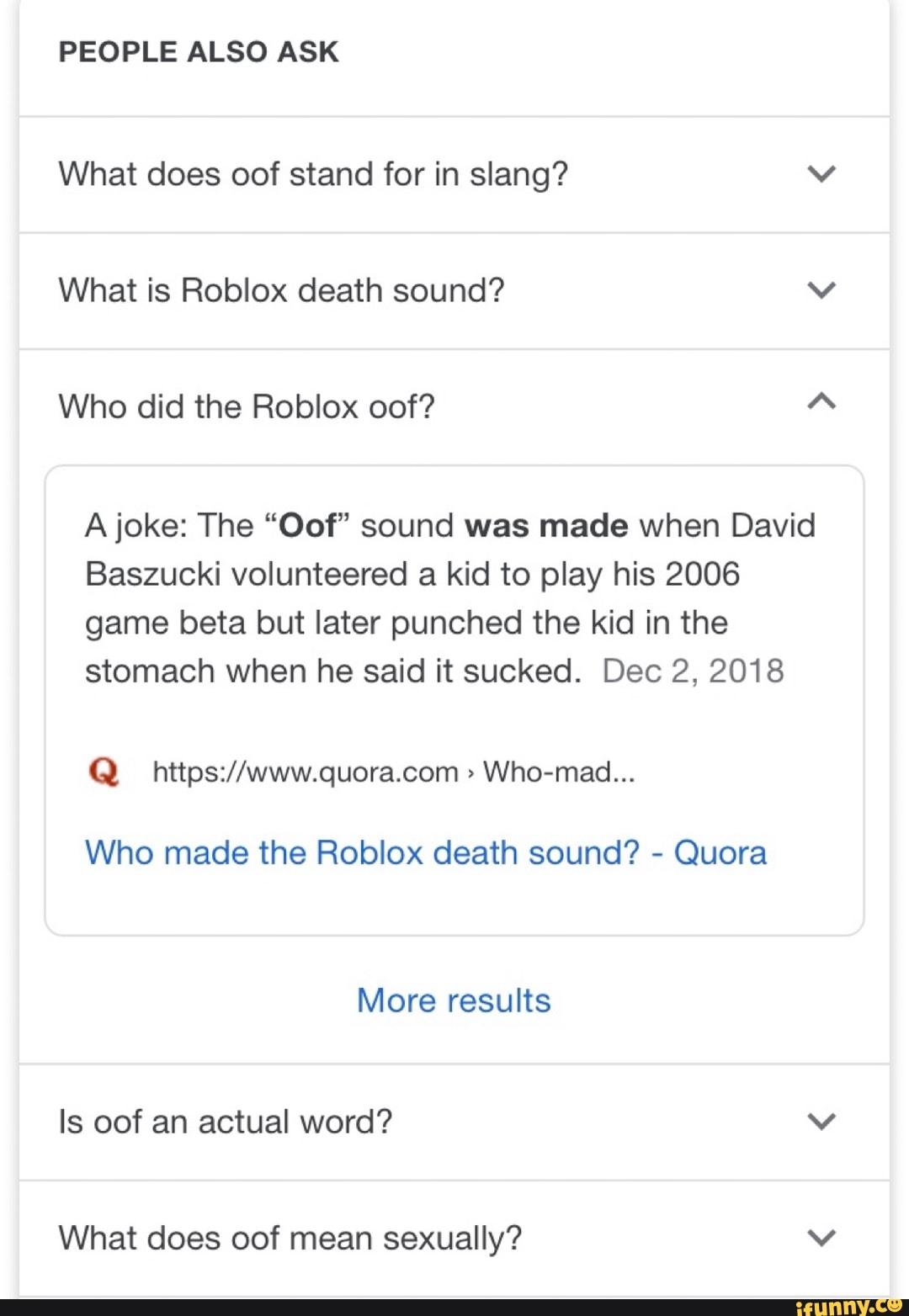 What Does Oof Stand For In Slang V What Is Roblox Death Sound V A Joke The Oof Sound Was Made When David Baszucki Volunteered A Kid To Play His 2006 Game