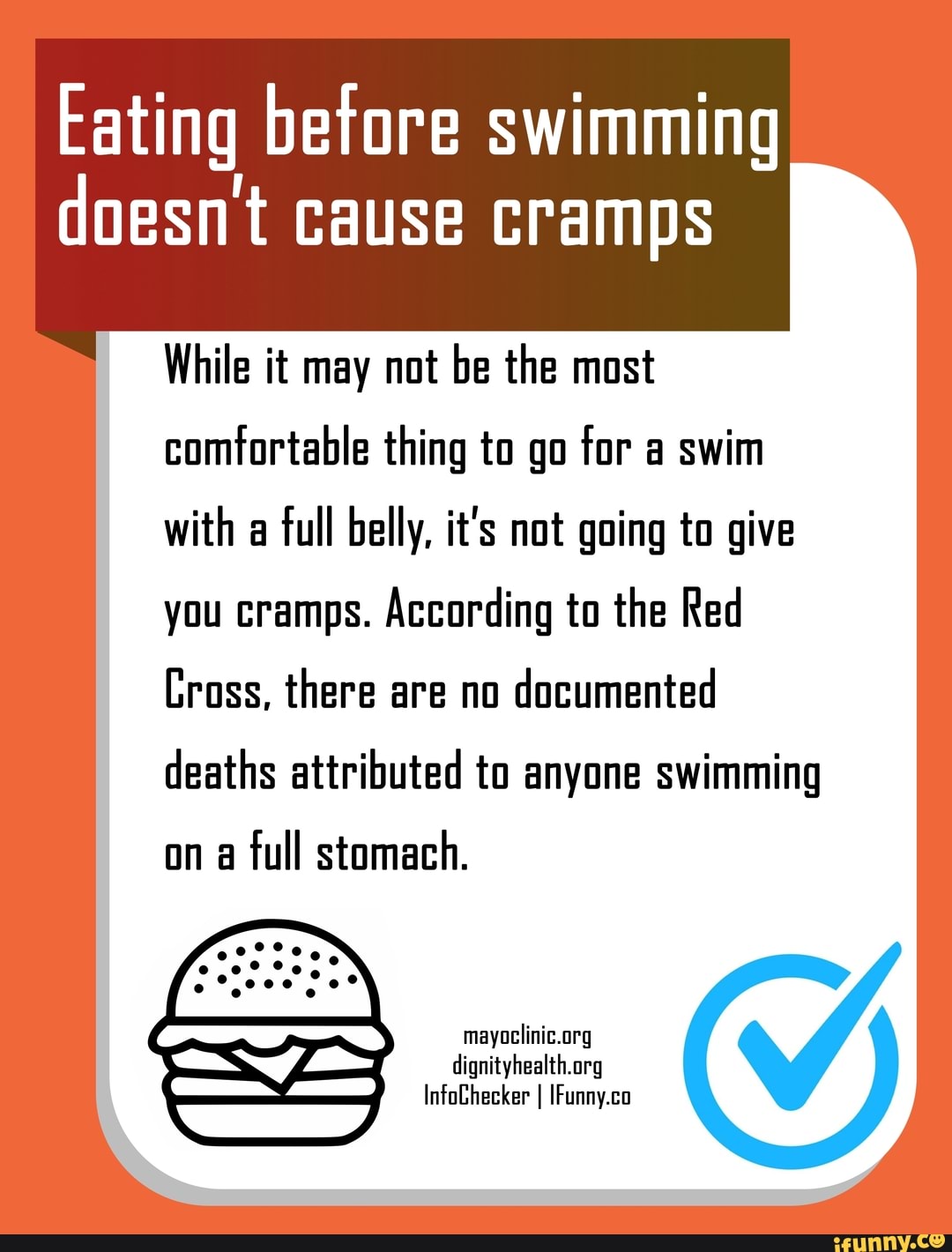 Eating before swimming doesnt cause cramps comfortable thing to go for