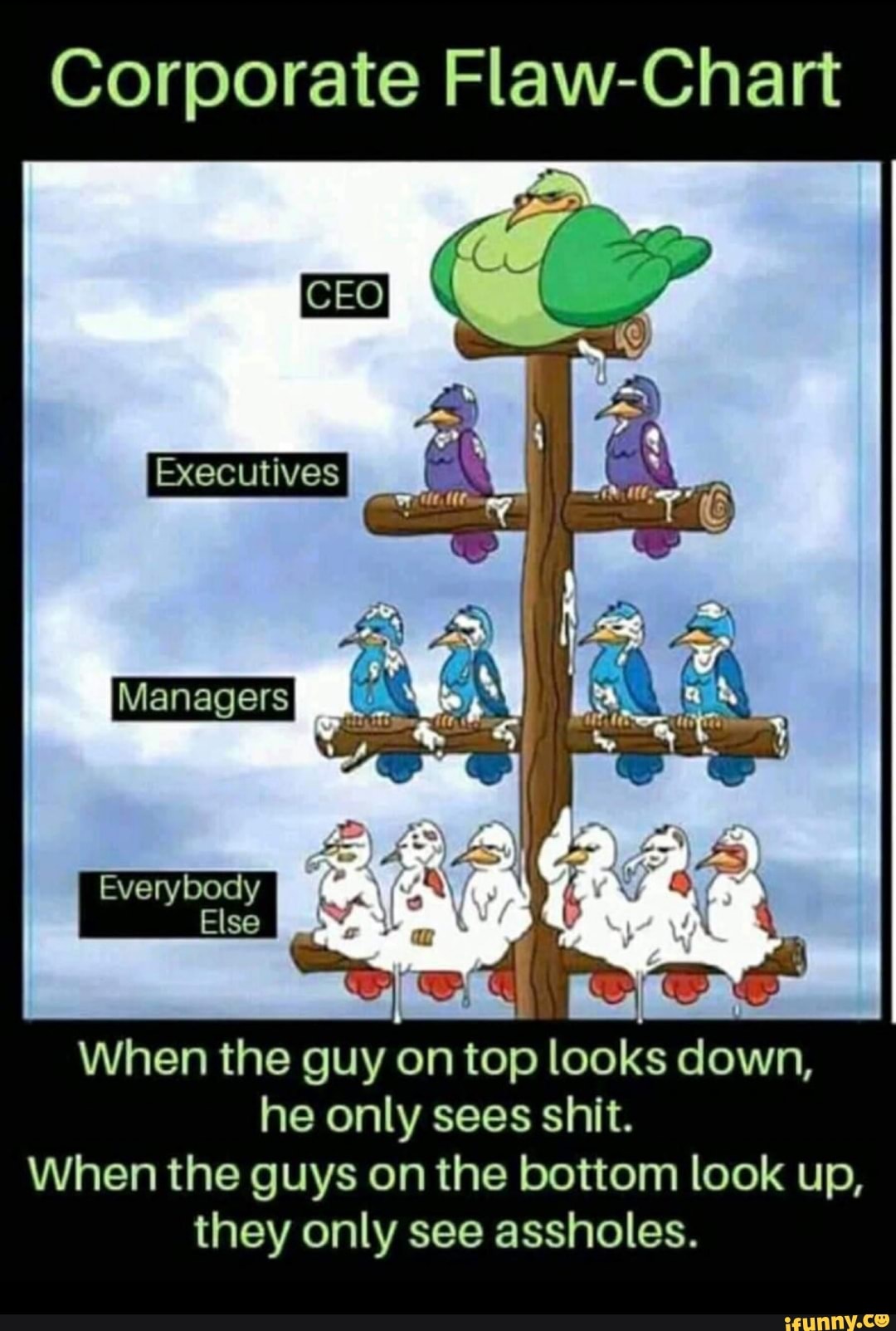 Corporate FlawChart When the guy on top looks down, he only sees shit