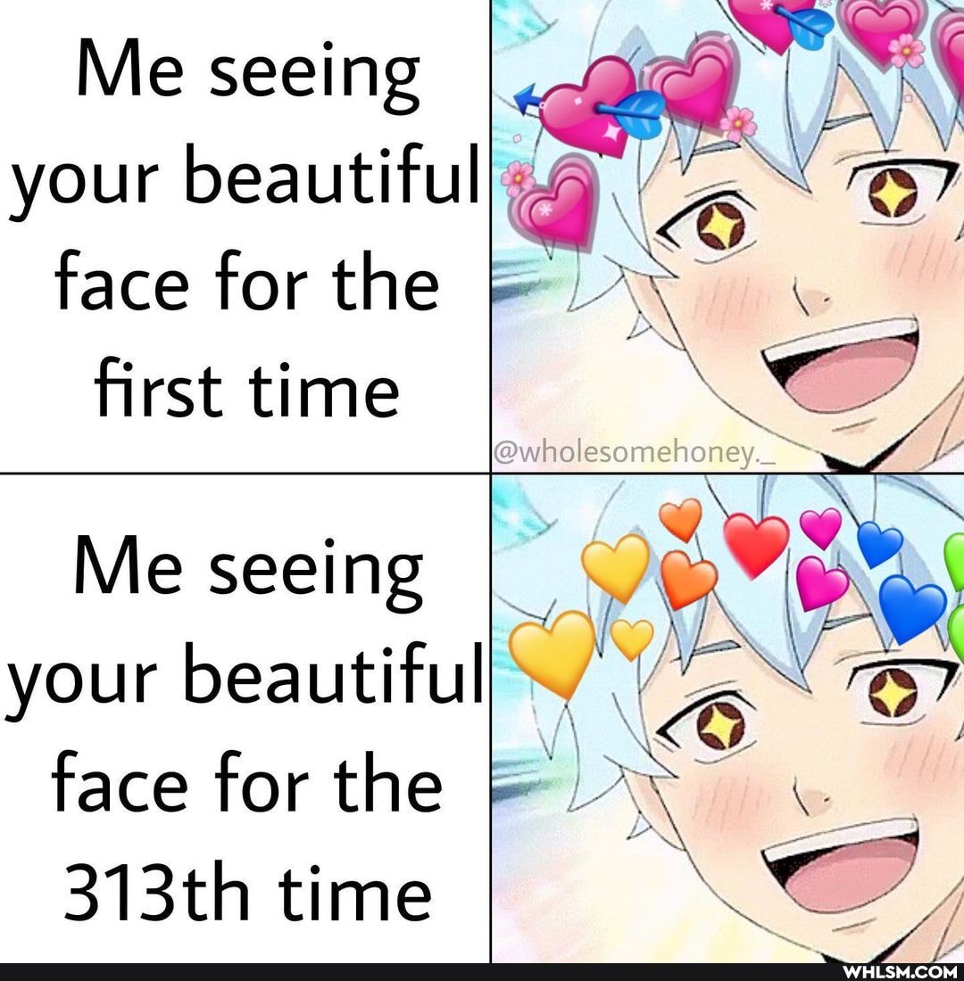 Me seeing I.
your beautiful face for the first time
Me seeing your beautifull face for the
313th time