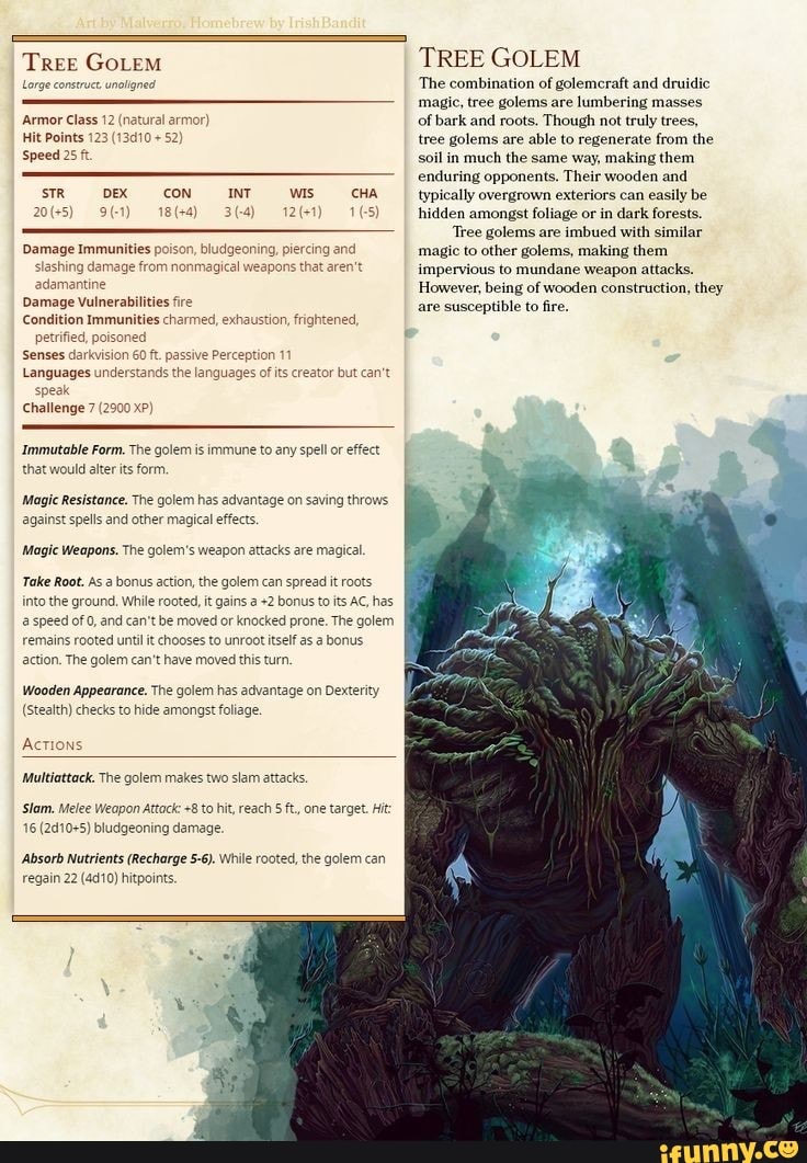 Tree GoLem TREE GOLEM The combination of golemeraft and druidic magic ...