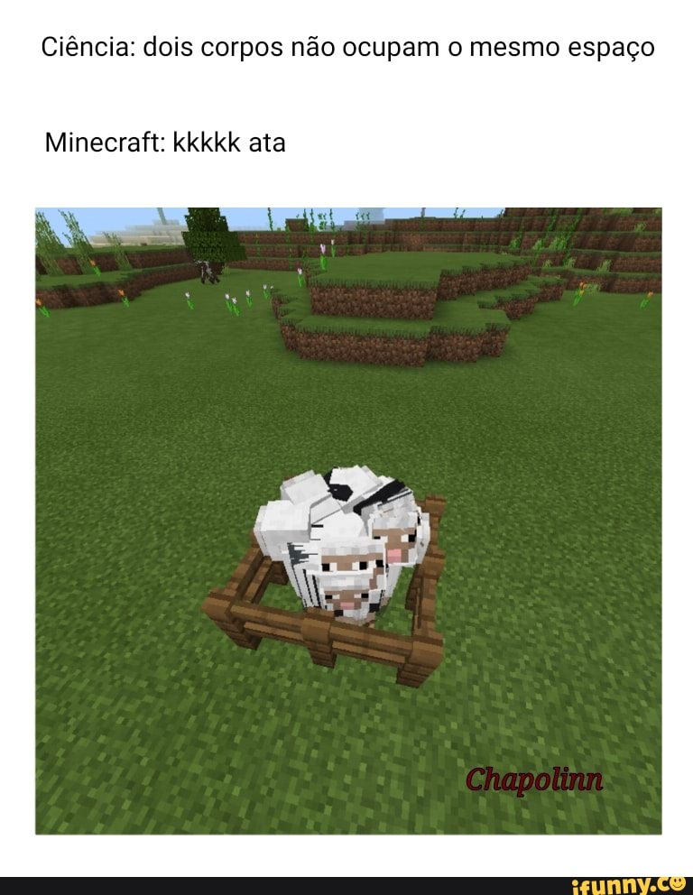Ciência: dois corpos não ocupam o mesmo espaço
Minecraft: kkkkk ata
