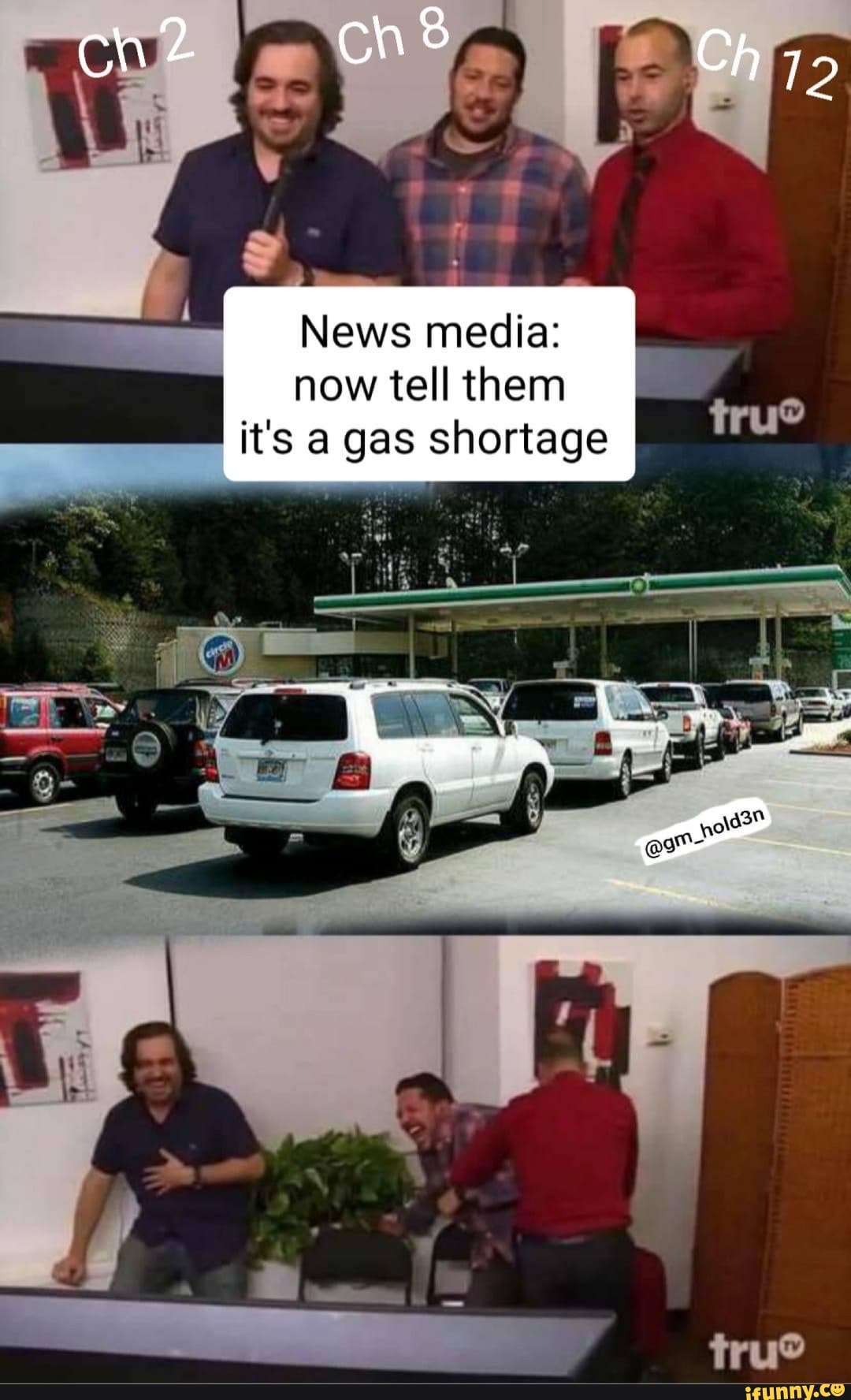 ch 2 chs Ch
News media:
now tell them it's a gas shortage