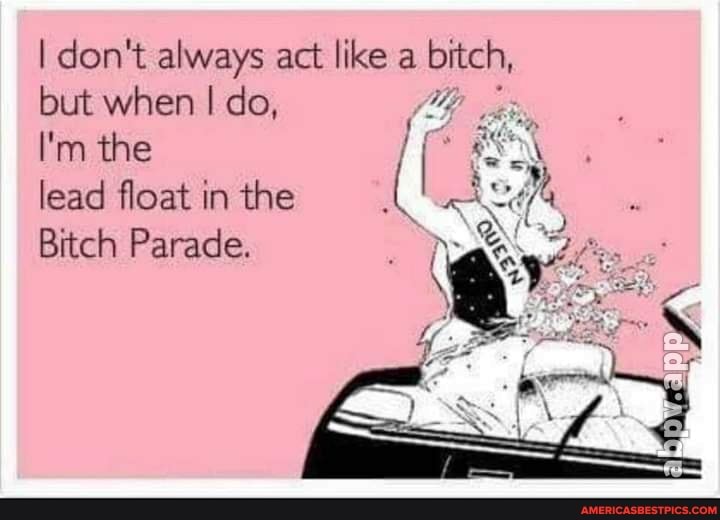 I don't always act like a bitch, but when I do,
I'm the
lead float in the
Bitch Parade.