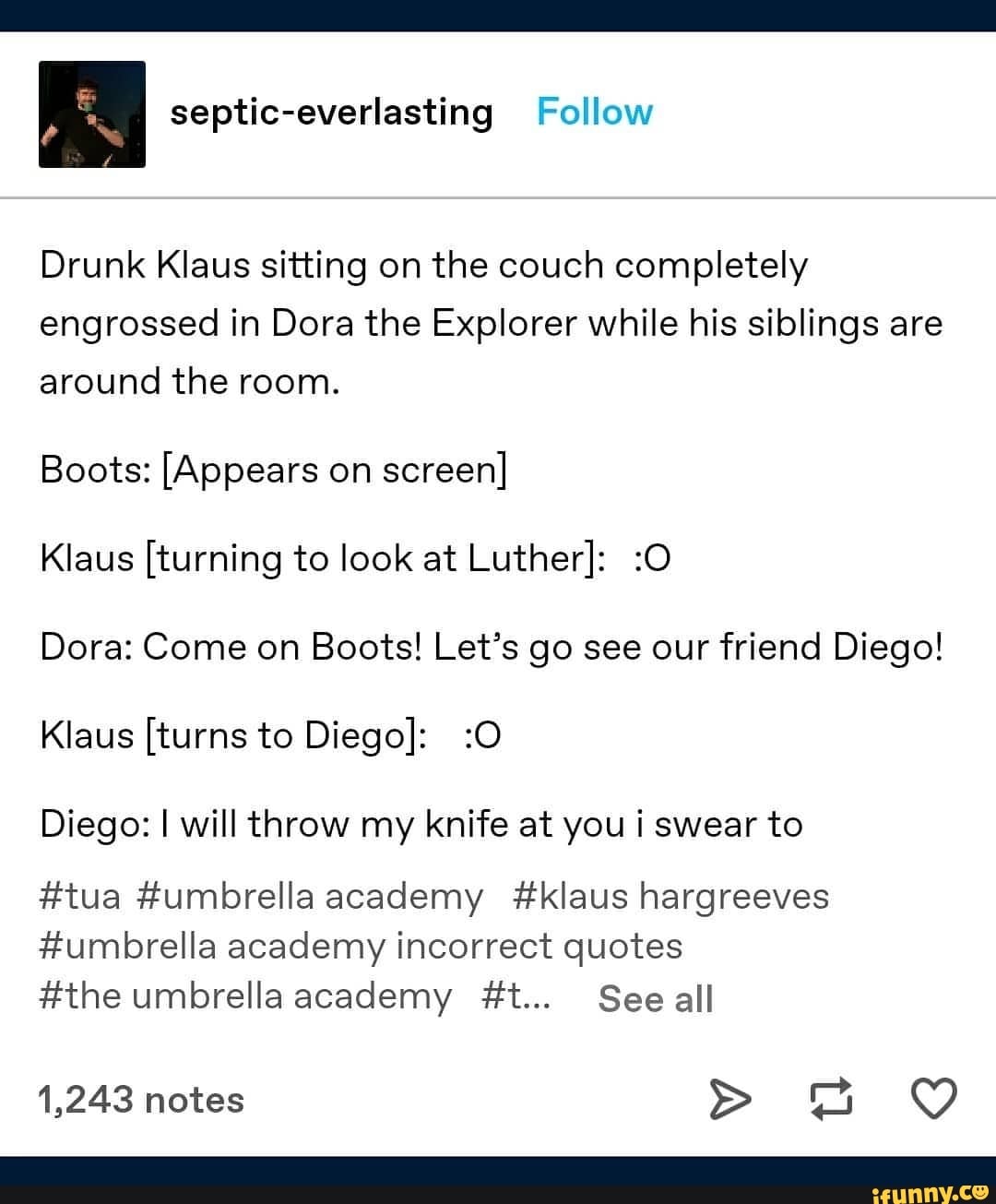 Drunk Klaus Sitting On The Couch Completely Engrossed In Dora The