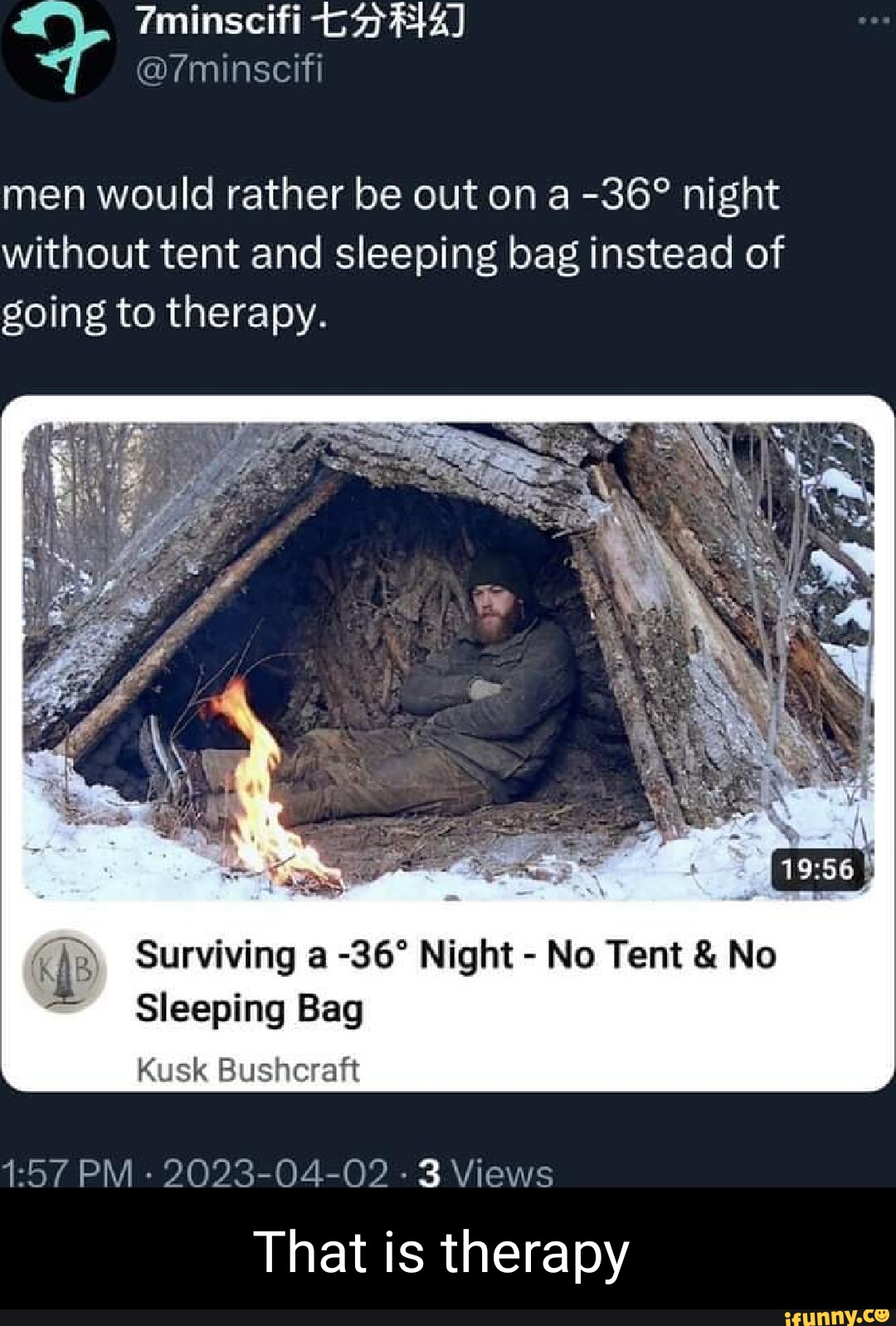 Men would rather be out on a night without tent and sleeping bag