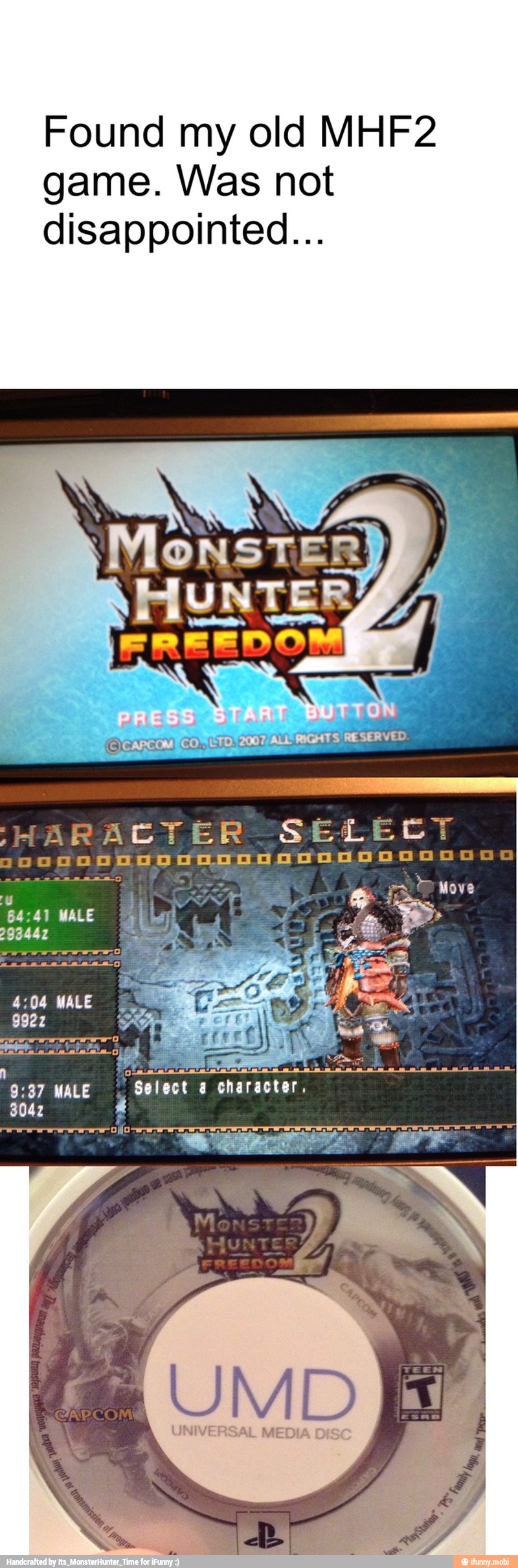 Found my old MHF2
game. Was not
disappointed...