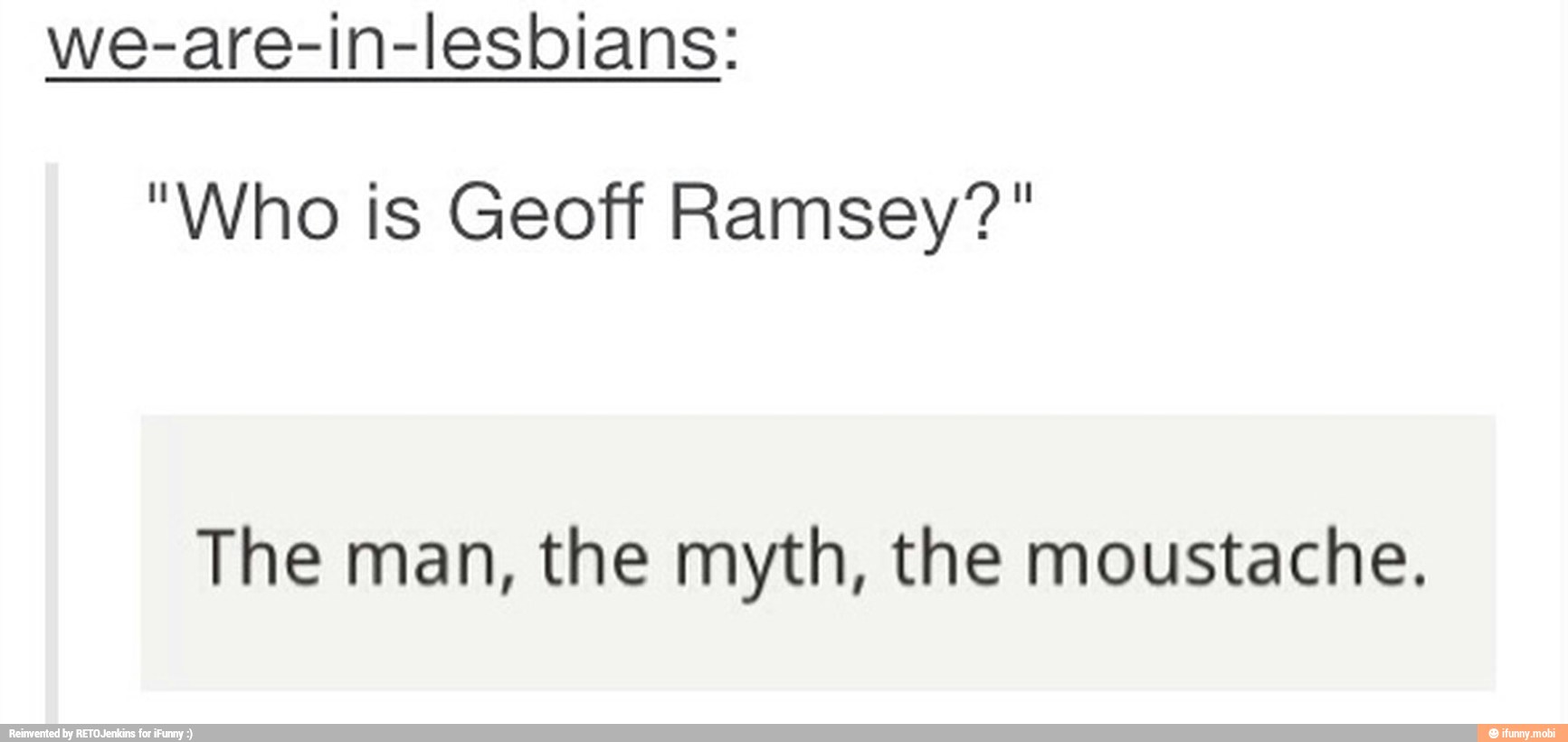 we-are-in-lesbians:
"Who is Geoff Ramsey?"
The man, the myth, the moustache.