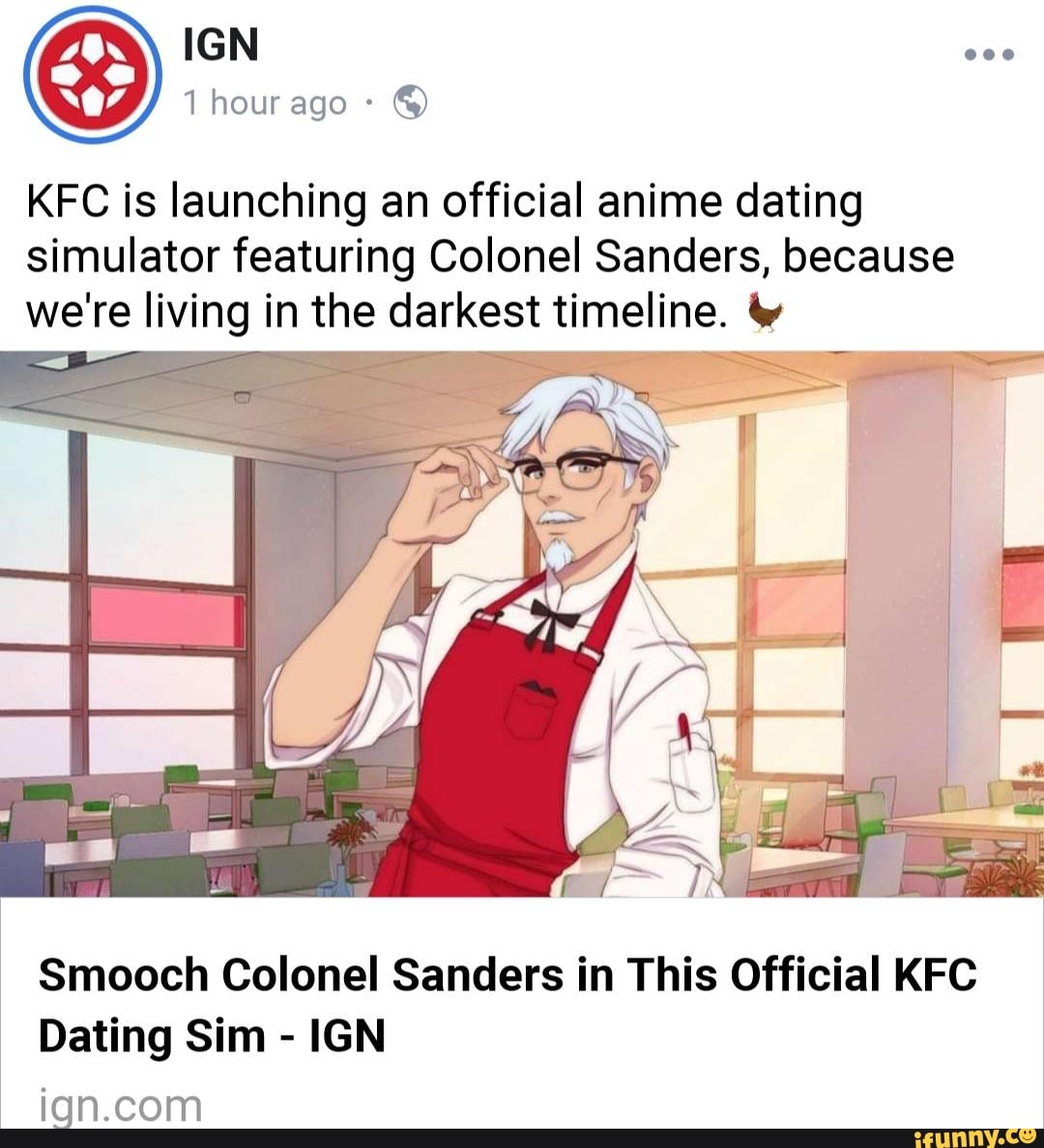 Kfc Is Launching An Official Anime Dating Simulator Featuring Colonel