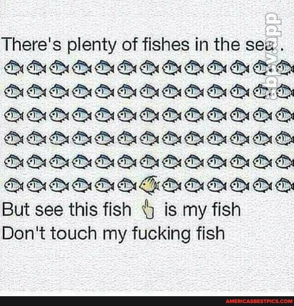 There's plenty of fishes in the sew.
But see this fish is my fish
Don't touch my fucking fish