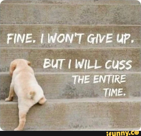 FINE. I WON'T GIVE UP. BUT I WILL Cuss \ THE ENTIRE TIME.