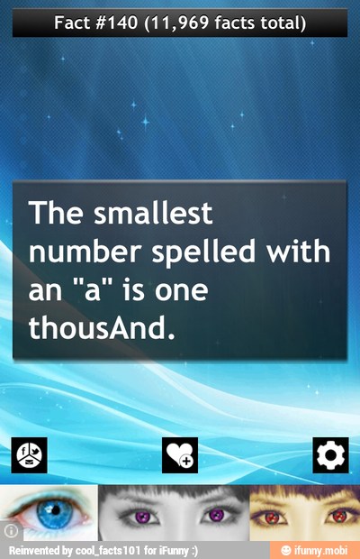 Fact 4140 (11,969 facts total)
The smallest
number spelled with
