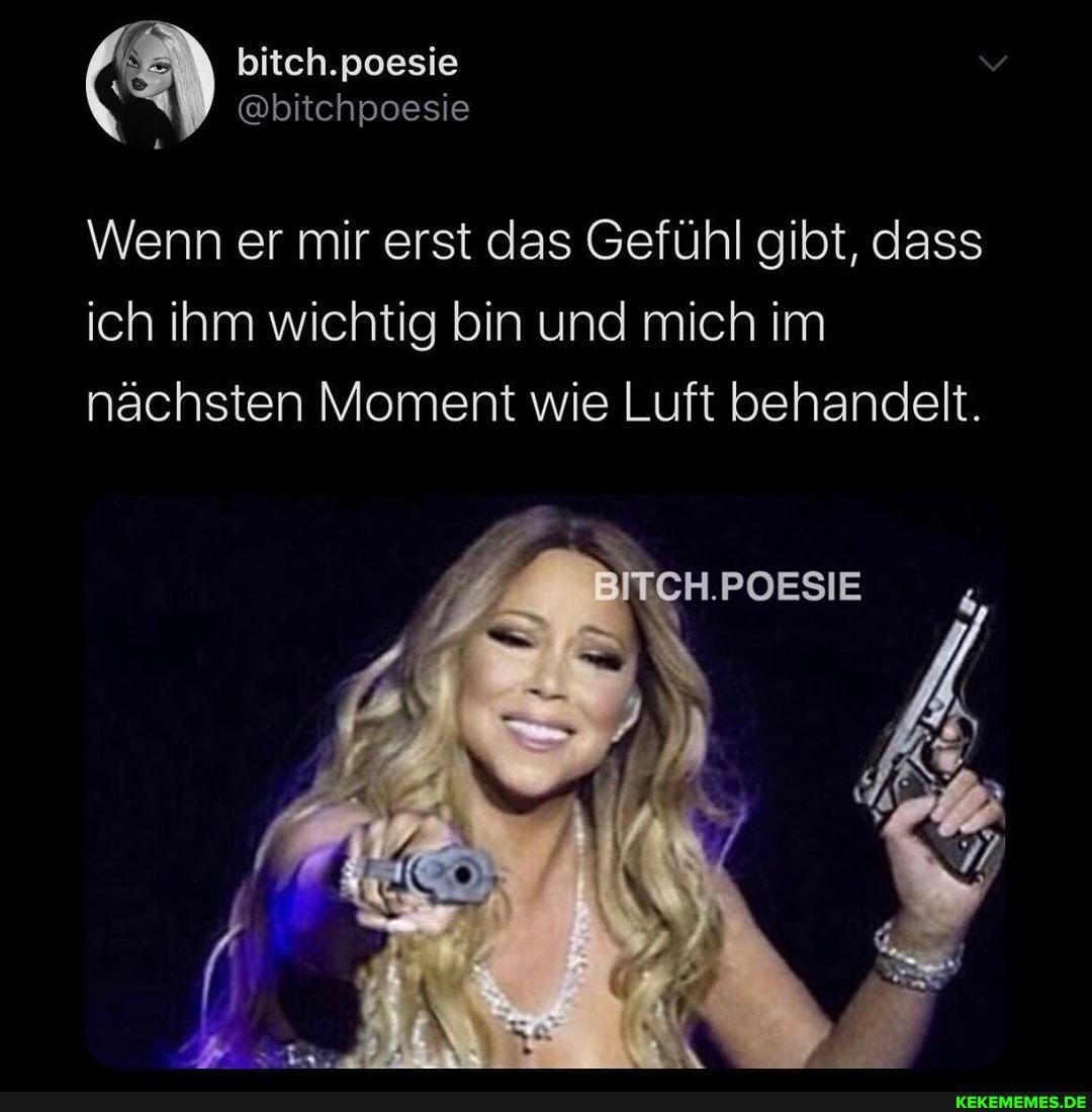 bitch.poesie
@bitchpoesie
Wenn er mir erst das Gefühl gibt, dass
ich ihm wichtig bin und mich im nächsten Moment wie Luft behandelt.
SITCH.POESIE