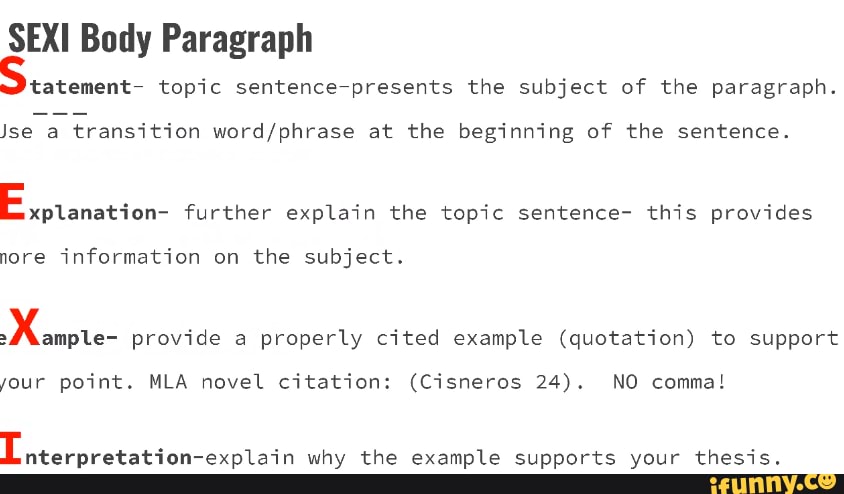 Sexi Body Paragraph Tatement Topic Sentence Presents The Subject Of The Paragraph Jse A 