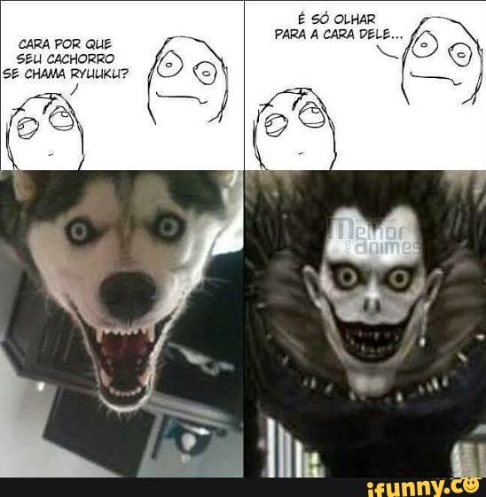 É SÓ OLHAR
PARA À CARA DELE.
CARA POR QUE
SEU CACHORRO
SE CHAMA RYUUKU?