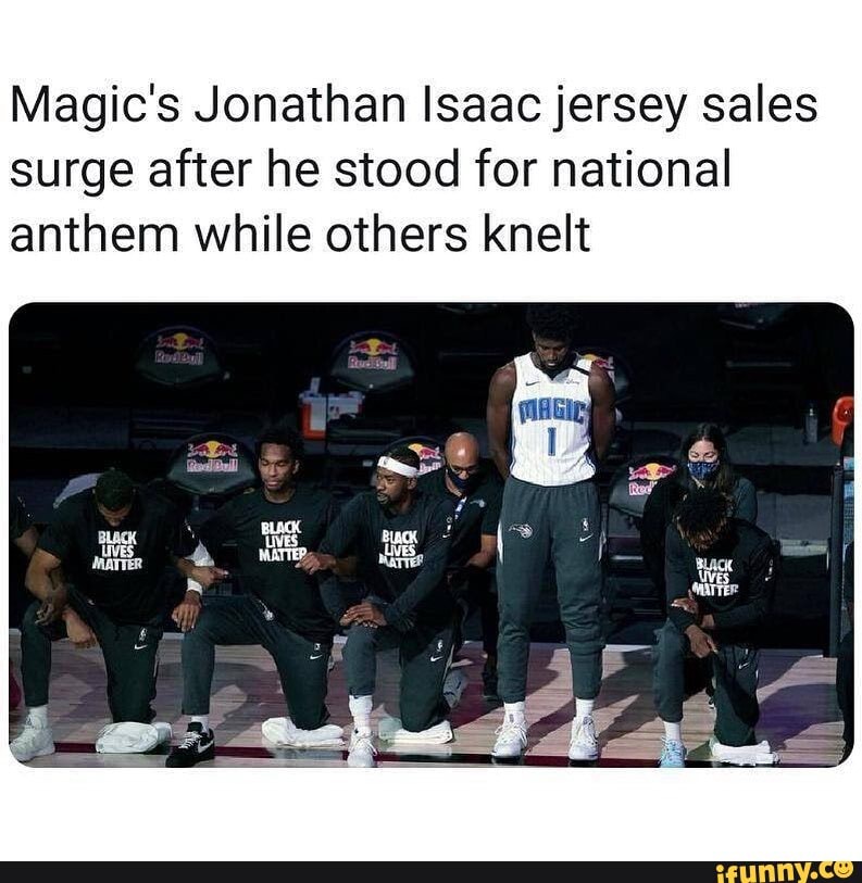 Magic's Jonathan Isaac jersey sales surge after he stood for national  anthem while others knelt