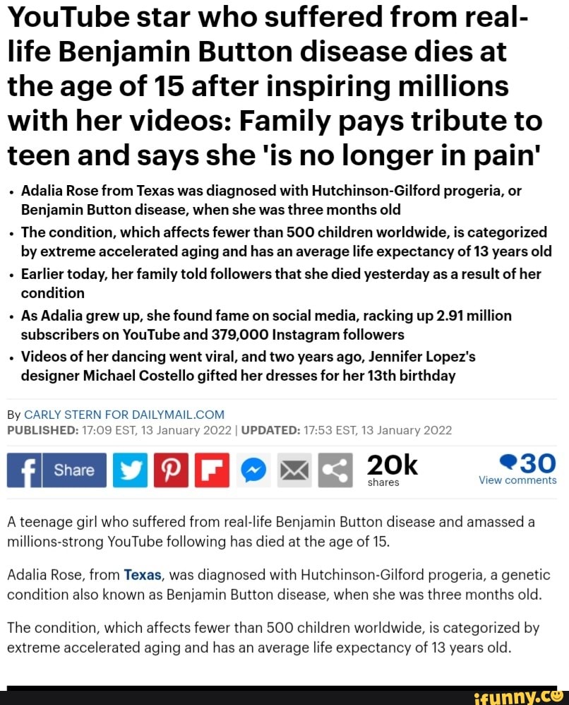 YouTube Star Who Suffered From Real Life Benjamin Button Disease Dies   A64603fb906e3b813d40171b60fbdc1700d54950c3e4a931f6d2deea7e8d2b9f 1 