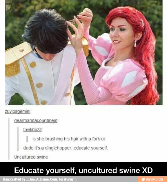 is she brushing his hair with a fork or
dude it's a ding - Educate yourself, uncultured swine XD