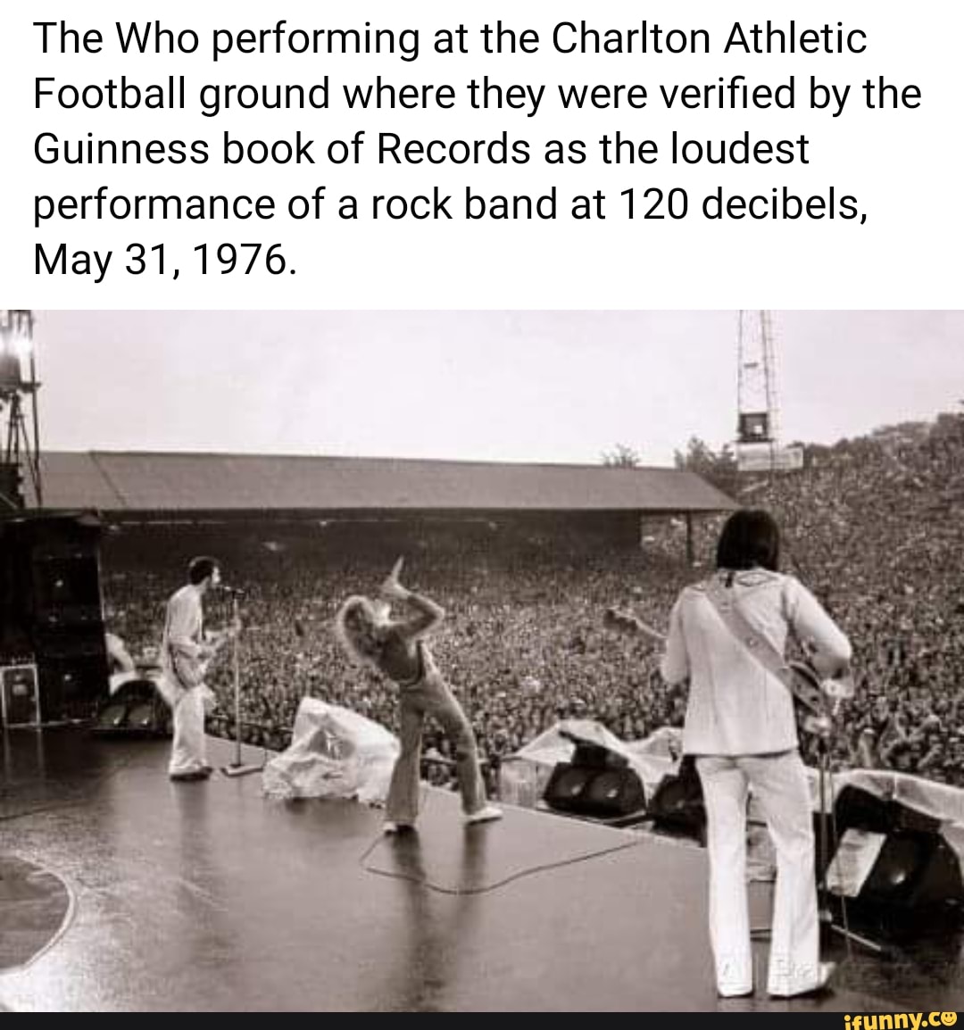 The Who performing at the Charlton Athletic Football ground where they
