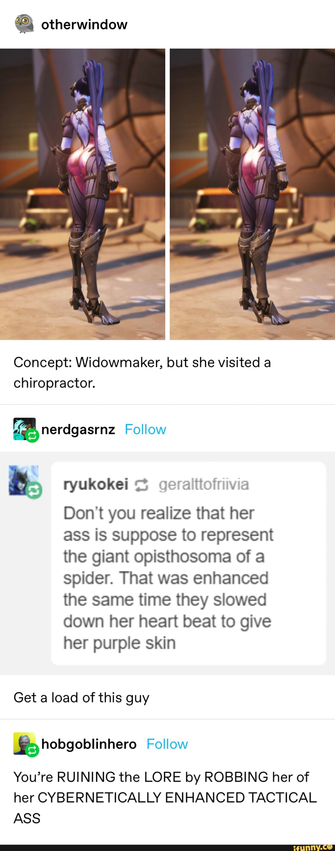 Otherwindow Concept: Widowmaker, but she visited a chiropractor ...