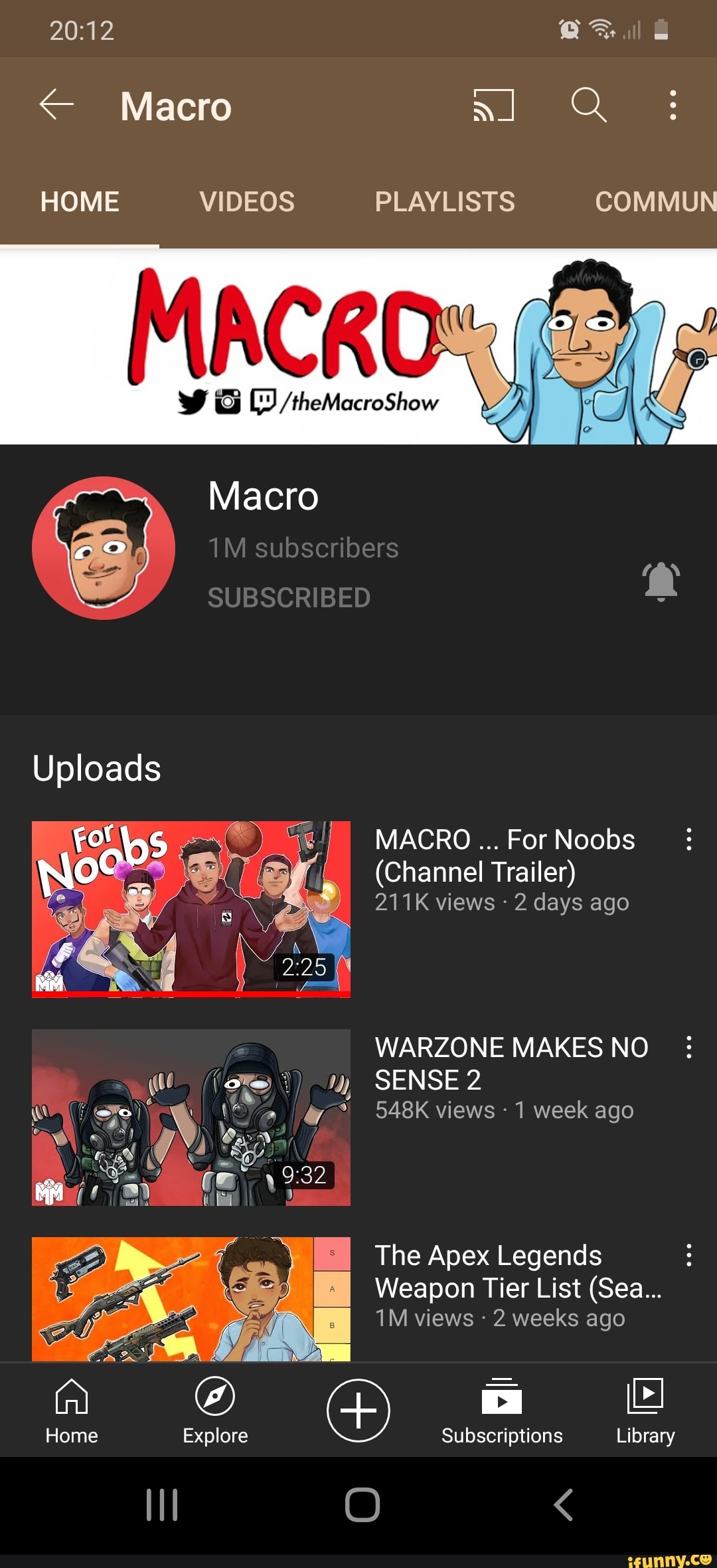 Macro Al Home Videos Playlists Commun Themacroshow Macro Subscribers Subscribed Uploads Macro For Noobs Channel Trailer