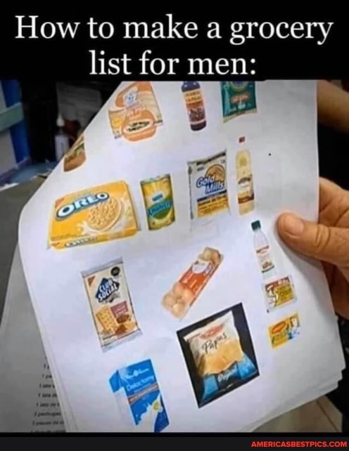 How to make a grocery list for men: