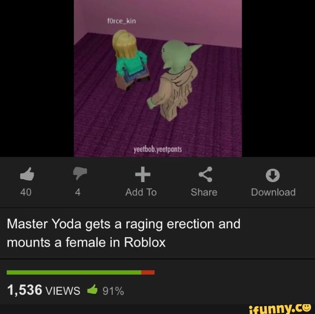 Master Yoda Gets A Raging Erection And Mounts A Female In Roblox