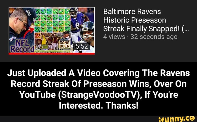 Baltimore Ravens Historic Preseason Streak Finally Snapped! (#NFL  #BaltimoreRavens #NFLHistory) 