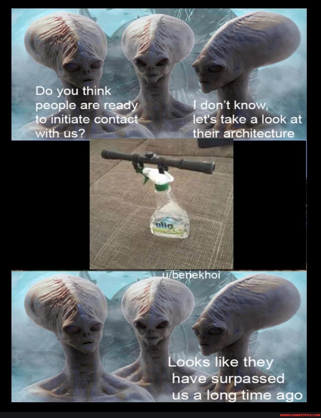 Do you think
people are ready
con't know,
let's e a look at
to initiate contact et's ta with us? their architecture
Looks like they have surpassed
us along time ago