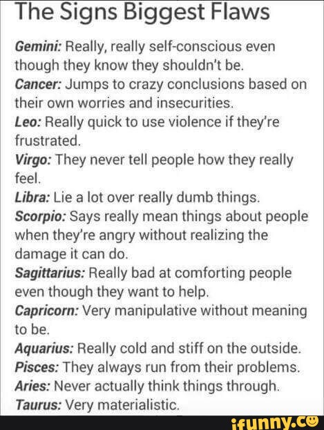 The Signs Biggest Flaws Gemini: Really, really self-conscious even ...