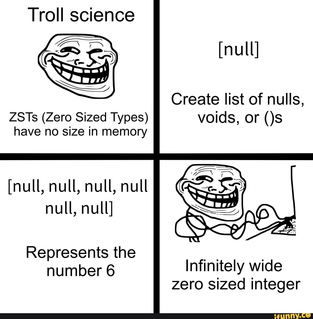 Troll science [null] Create list of nulls, ZSTs (Zero Sized Types