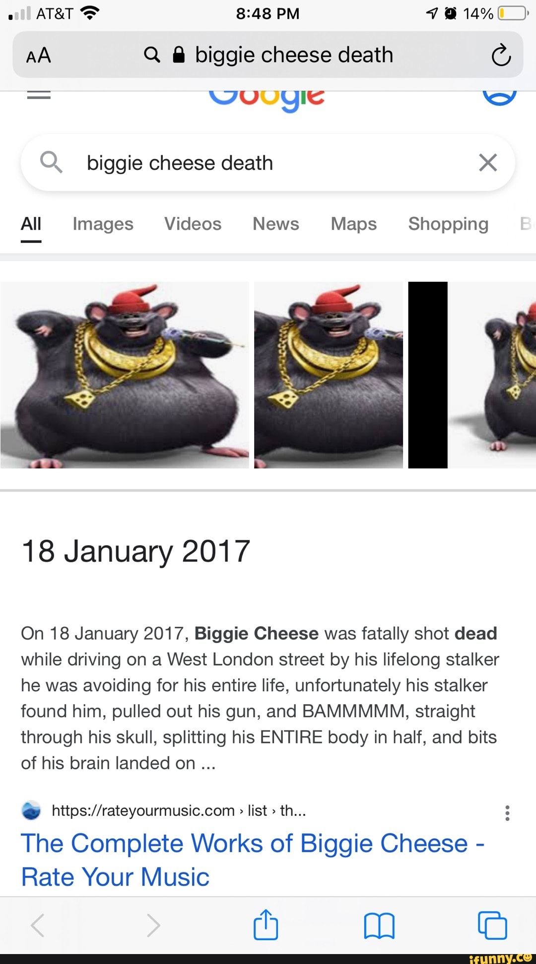 AD made with mematig Rest in peace Biggie Cheese. He died last night ina  targeted gang shooting in Memphis. - iFunny Brazil