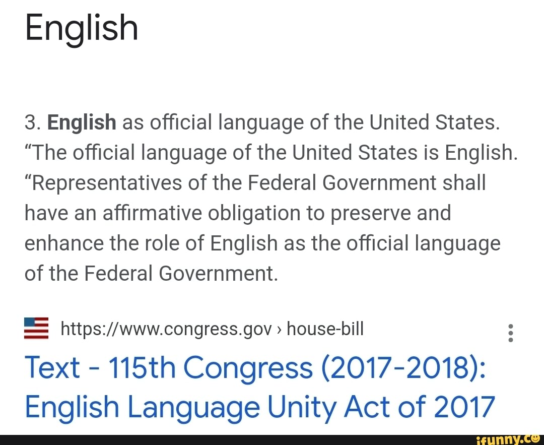 English 3. English As Official Language Of The United States. "The ...