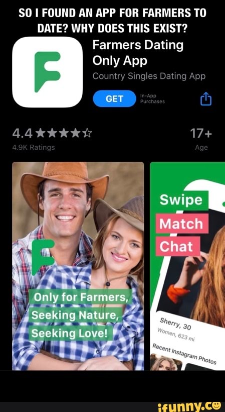 SO I FOUND AN APP FOR FARMERS TO
DATE? WHY DOES THIS EXIST?
Farmers Dating
Only App