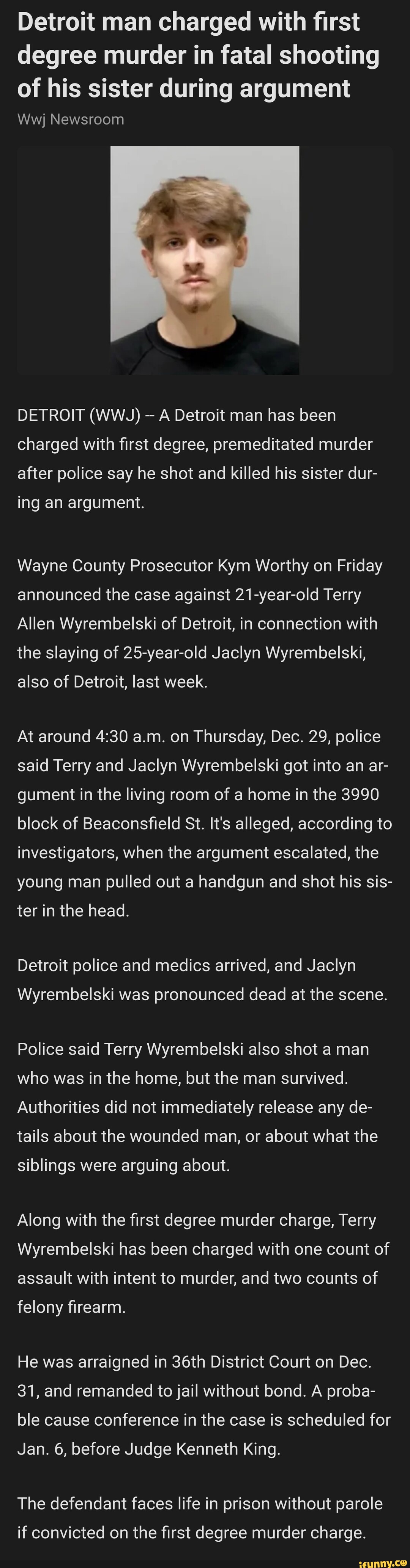 Detroit man charged with first degree murder in fatal shooting of his ...