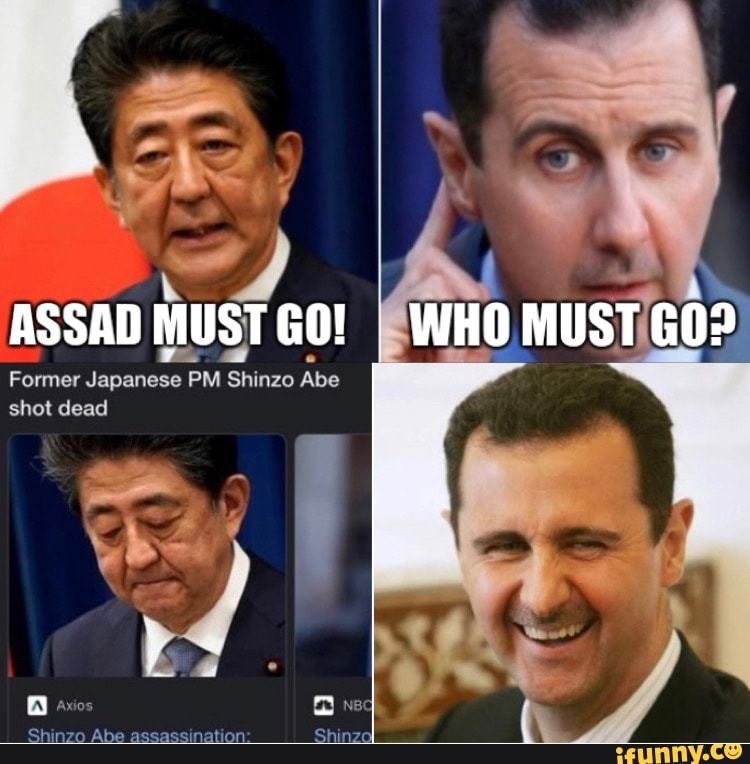 ASSAD MUST GO! Former Japanese PM Shinzo Abe shot dead Shinzo Abe ...