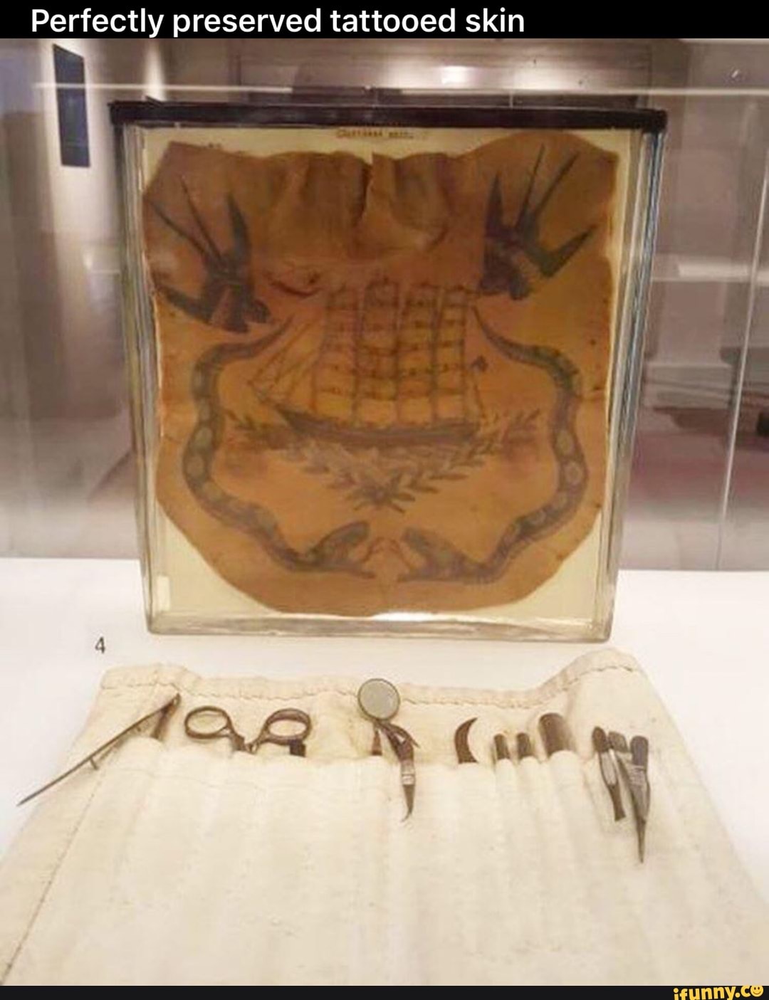 Perfectly preserved tattooed skin