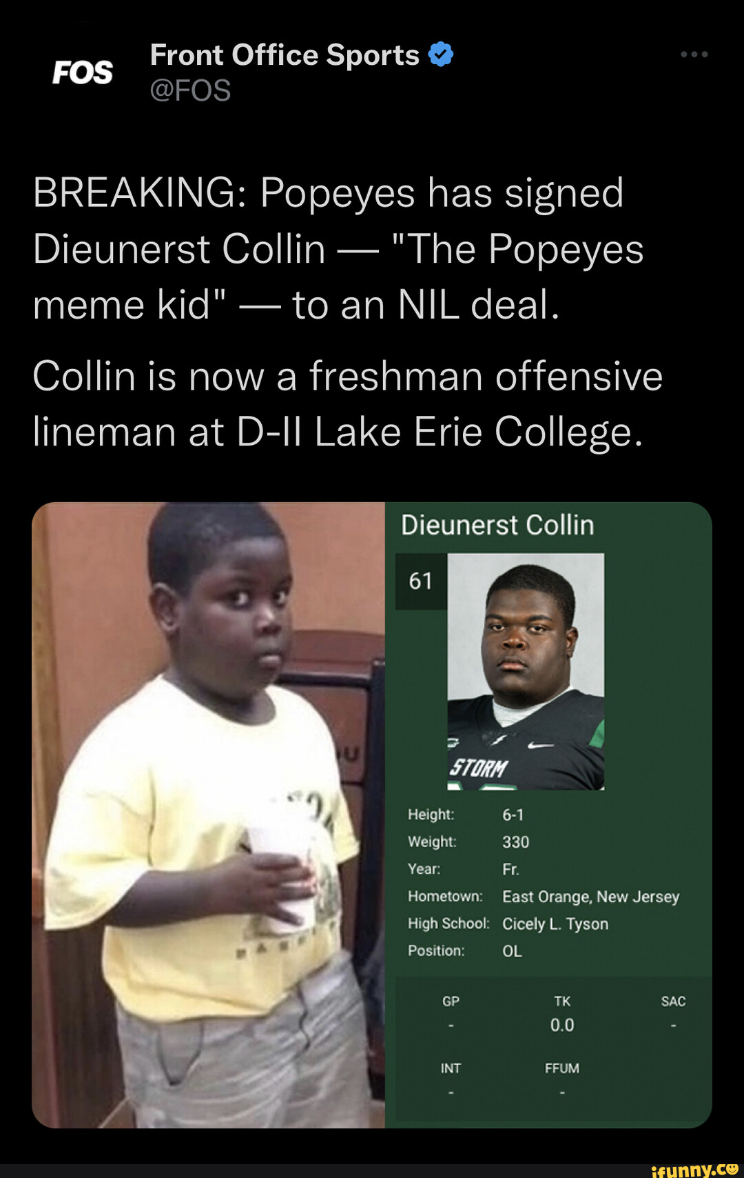 Front Office Sports @ BREAKING: Popeyes has signed Dieunerst Collin ...