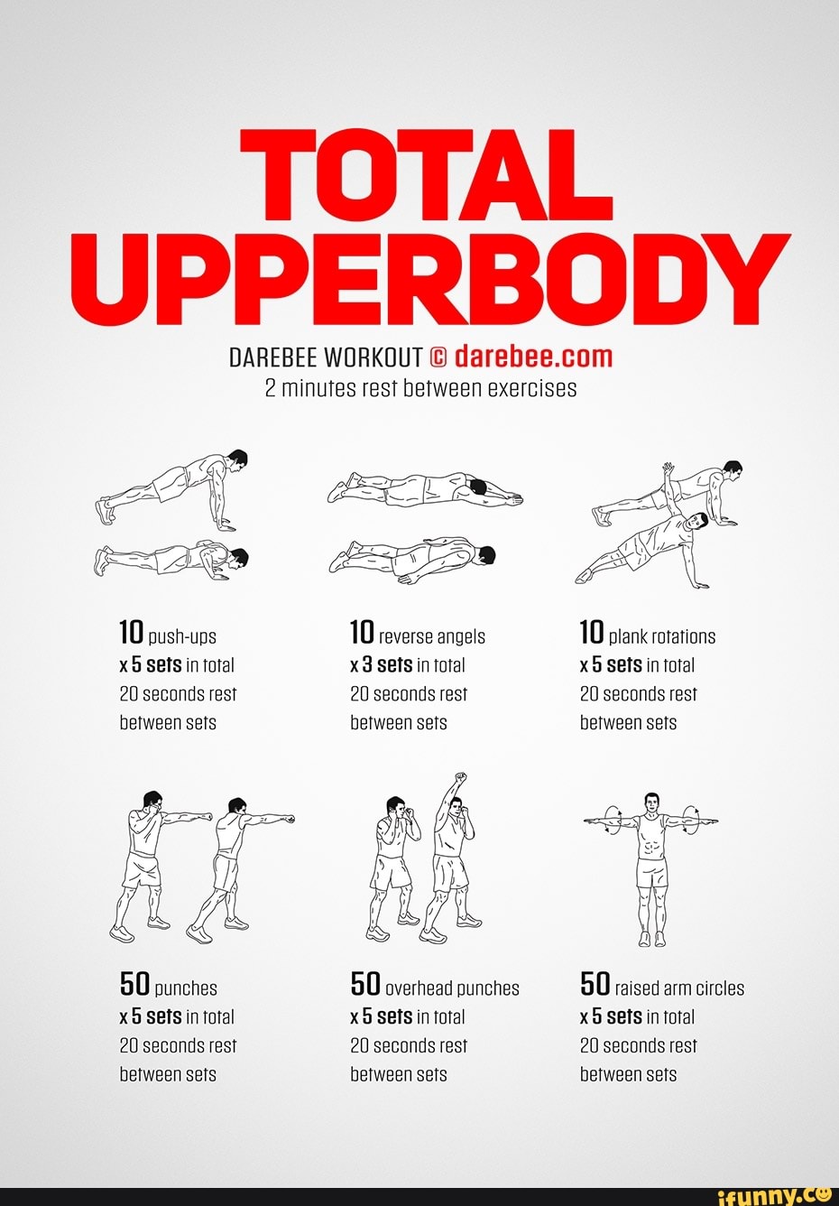 TOTAL UPPERBODY DAREBEE WORKOUT 2 Minutes Rest Between Exercises 10 ...