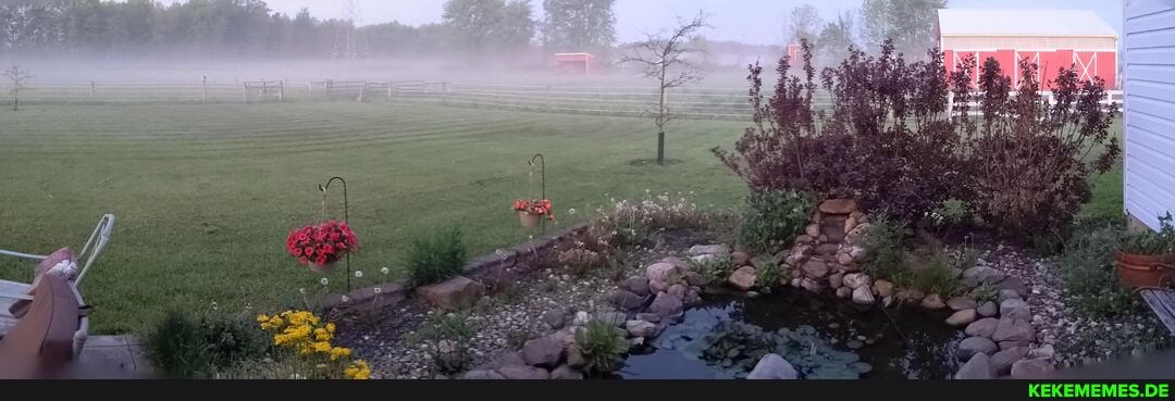 panorama, foggy, morning, view