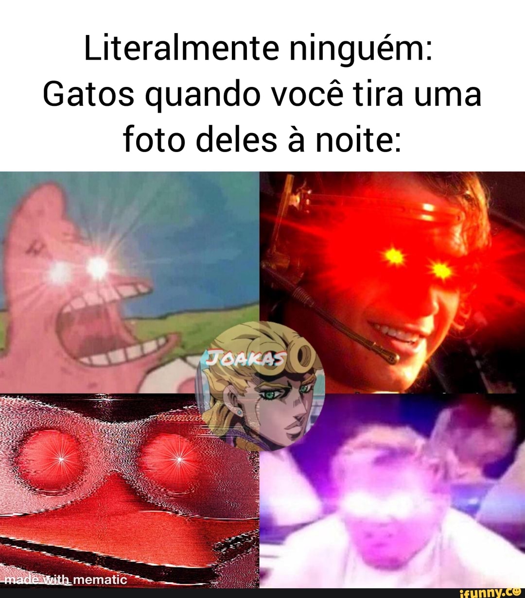 Literalmente ninguém:
Gatos quando você tira uma
foto deles à noite: