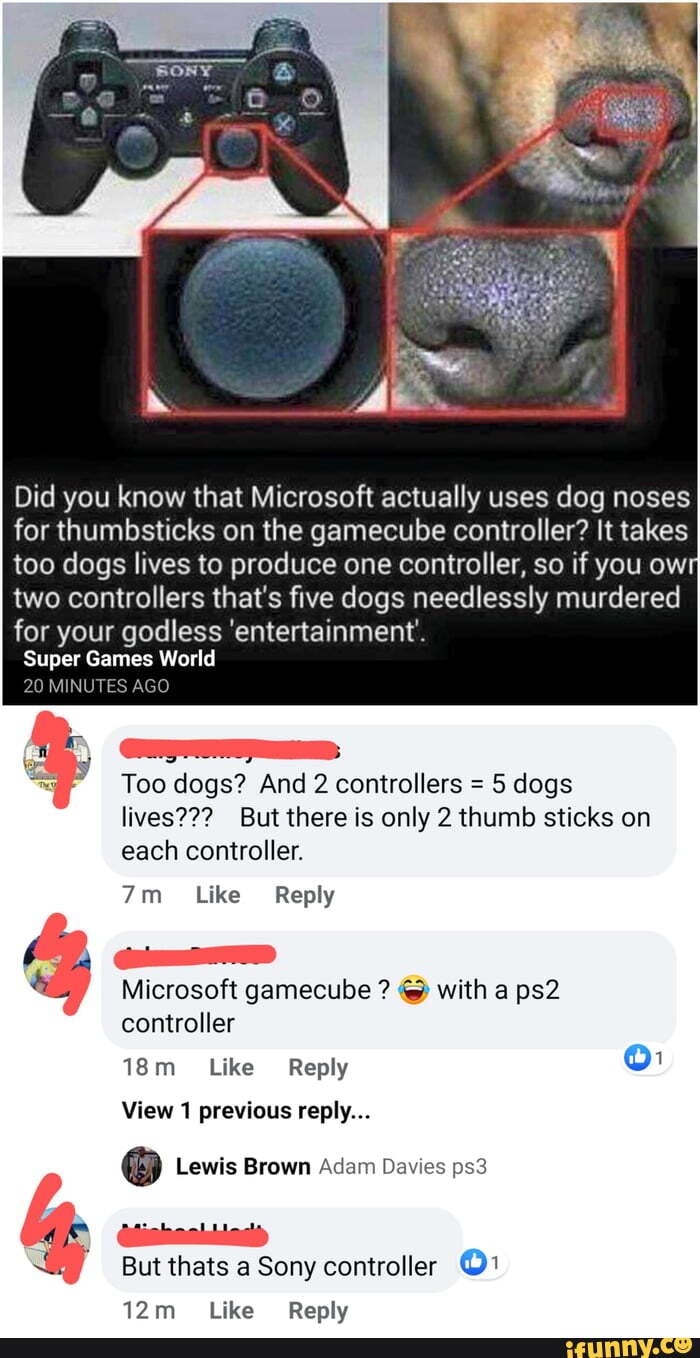 Did you know that Microsoft actually uses dog for thumbsticks on the gamecube controller? It