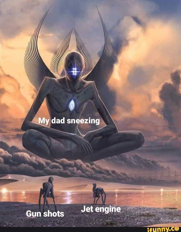 My dad sneezing
Gun shots Jet engine