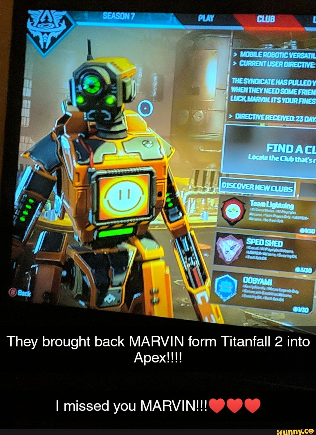 They Brought Back Marvin Form Titanfall 2 Into Apex Missed You Marvin Ifunny 4138