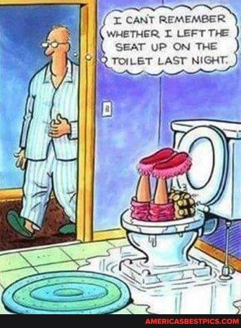 WHETHER I LEFT THE SEAT UP ON THE
TOILET LAST NIGHT.
CANT REMEMBER