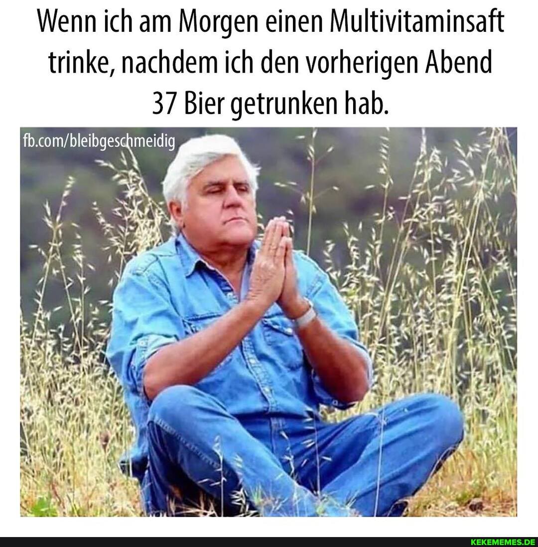 Wenn ich am Morgen einen Multivitaminsaft trinke, nachdem ich den vorherigen Abend
37 Bier getrunken hab.
meidig