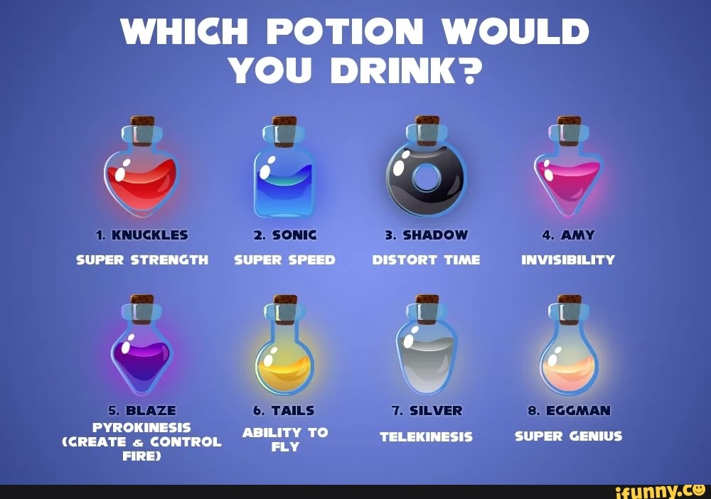 WHICH POTION WOULD YOU DRINK? al SUPER TH SUPER SPEED DISTORT TIME ...