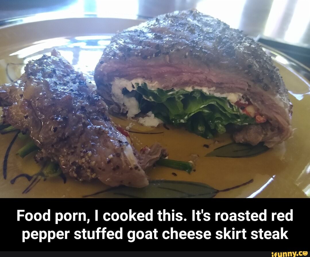 Food porn, I cooked this. It's roasted red
pepper stuffed goat cheese skirt steak - Food porn, I cooked this. It's roasted red pepper stuffed goat cheese skirt steak