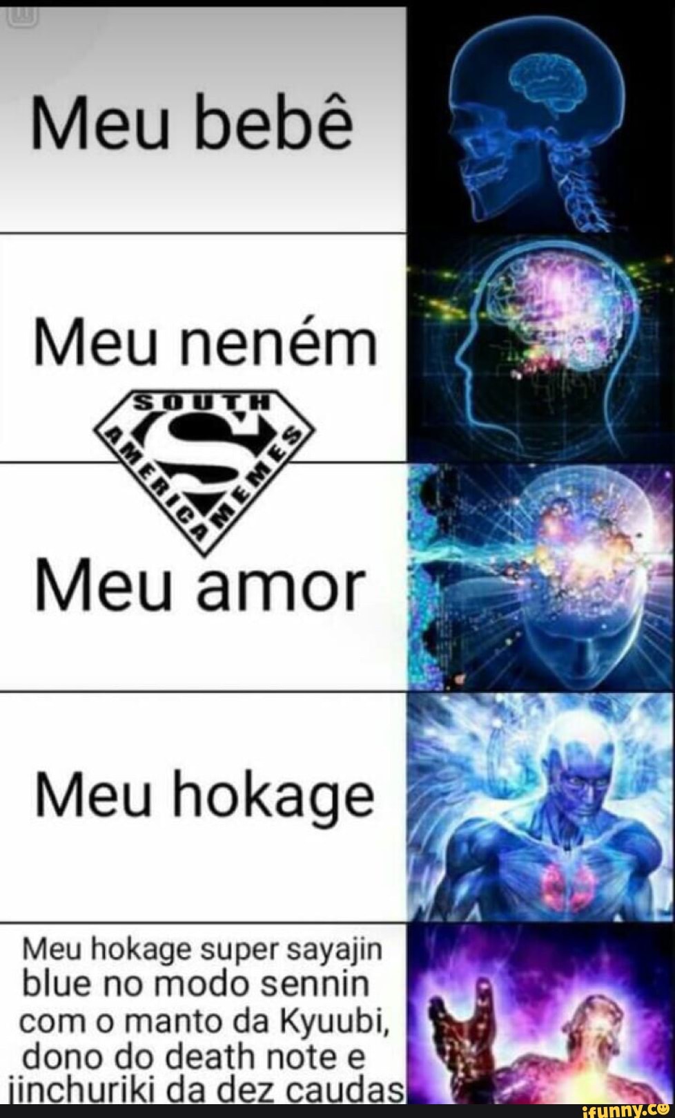 Meu bebê
Meu hokage f
Meu hokage super sayajin
blue no modo sennin
com o manto da Kyuubi,
dono do death note e
iinchuriki da dez caudas Pe