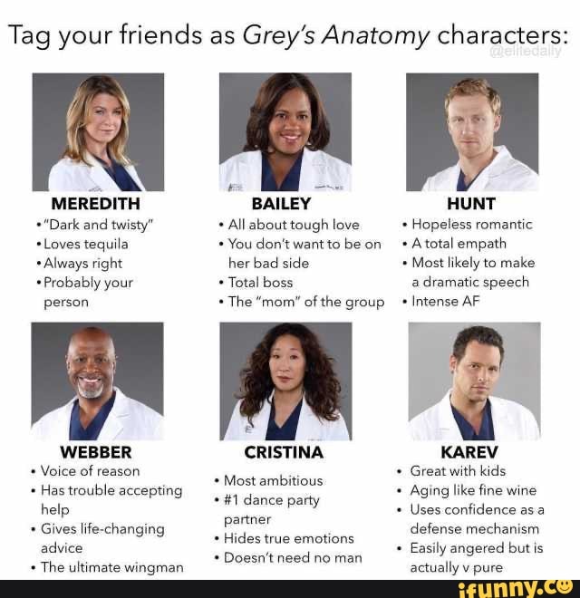 Tag your friends as Grey's Anatomy characters: - iFunny